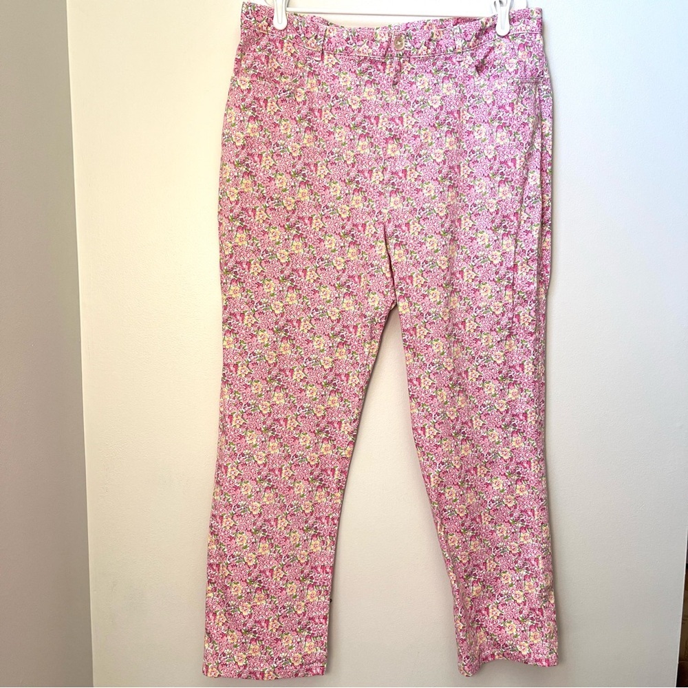 Ralph Lauren Pink Floral Chino Straight Leg Pants 16 W